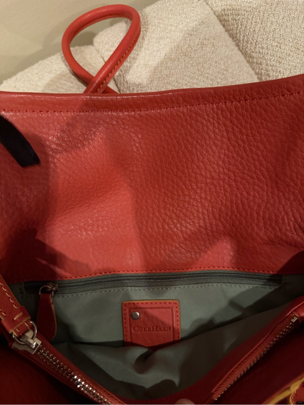 Cole Haan Tan Leather Double-Handle Shoulder Bag - Picture 6 of 12